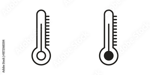 Thermometer icons In Trendy Design Vector Eps 10, Editable Stroke and solid flat.