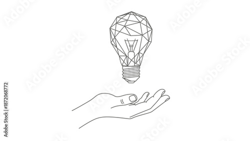 A hand holding a glowing glass lightbulb represents a bright concept of energy, innovation, and creative technology as a symbol of inspiration and a power solution for a brilliant new idea