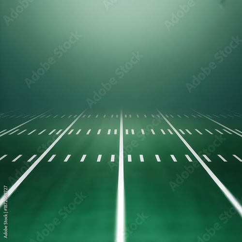 Dramatic low angle perspective of an american football field