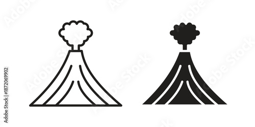 Volcano icons In Trendy Design Vector Eps 10, Editable Stroke and solid flat.