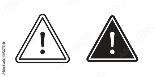 Warning triangle icons In Trendy Design Vector Eps 10, Editable Stroke and solid flat.