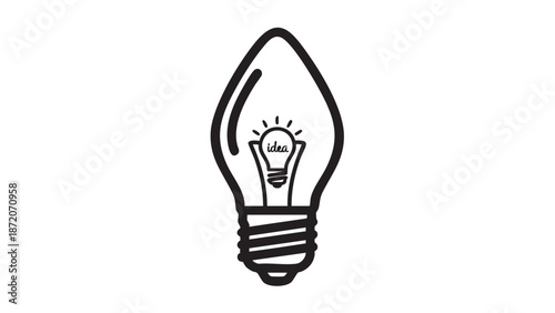 Simple black line drawing of a light bulb on a white background