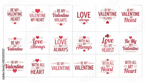 Romantic Valentine's Day Cards and Gift Tags with Heart Graphics and Sentimental Sayings for Expressing Love and Affection