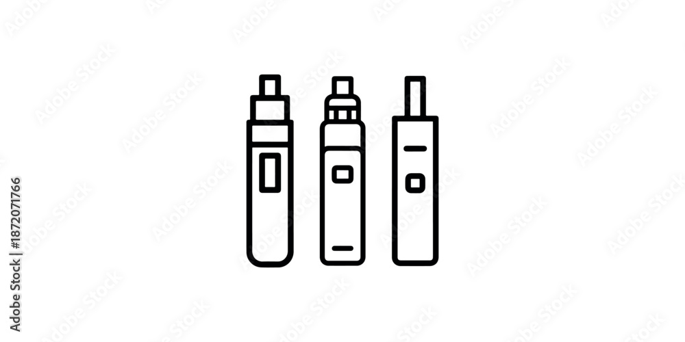Obraz premium Vape pen icons set with different electronic cigarette designs and simple line style art