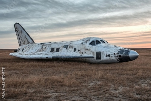Wallpaper Mural Space shuttle derelict on barren landscape at sunset in open field Torontodigital.ca