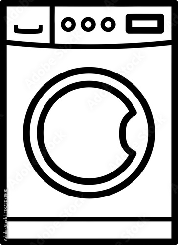 Front-loading washing machine laundry appliance. Cleaning, household, housework concept. Outline vector icon for application, website, banner