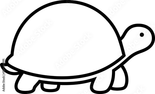 Cute outline turtle walking slowly for children book art or animal protection concept. Simple line art animal vector icon