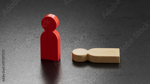 Red Stands Upright: Light Figure Lies Flat Beside