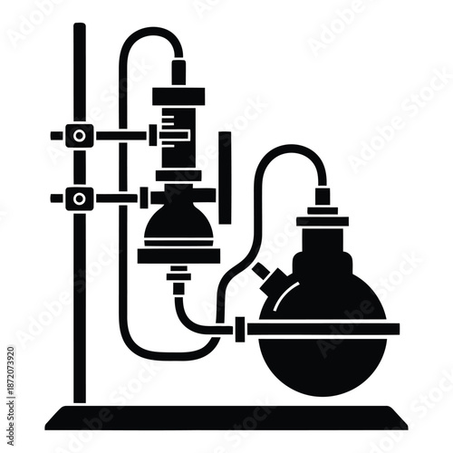 Laboratory distillation apparatus isolated on white background, Vector