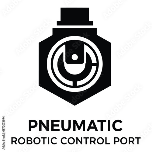 Pneumatic robotic control port isolated on white background, Vector
