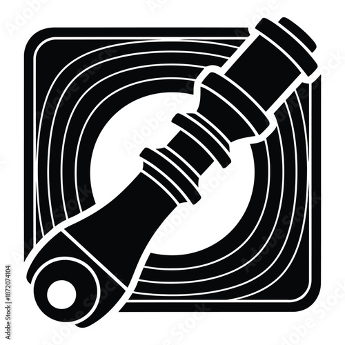 Mechanical part in circular frame isolated on white background, Vector