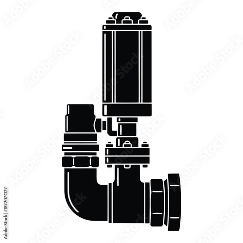 Industrial valve mechanism isolated on white background, Vector