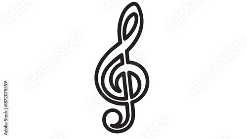 A treble clef symbol is prominently displayed against a plain white background