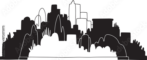 City Skyline Silhouette at Night with Modern Architecture