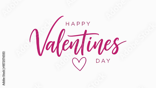 Happy Valentine's Day handwritten text with a small heart symbol, a romantic and festive celebration of love and affection perfect for greeting cards and gift decorations