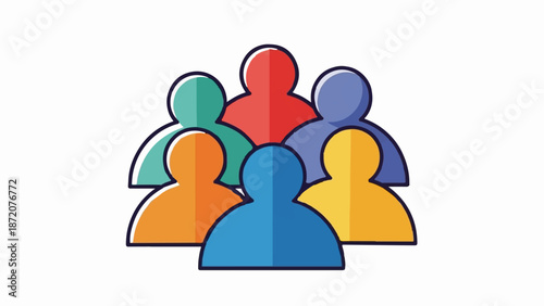 A colorful, abstract representation of a group of people