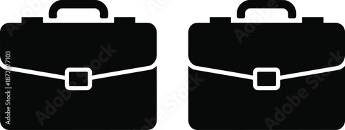 Business briefcase silhouettes set black and white professional work bag icons office career corporate concept design