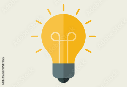 Bright Idea Symbolized by Lightbulb with Radiant Yellow Glow and Clean Minimalist Design