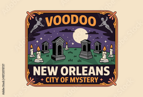 Enchanting Voodoo Spirit Tour at Night in Mysterious New Orleans Graveyard with Moonlit Atmosphere