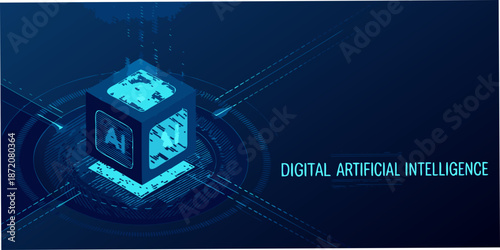 Abstract digital cube representing artificial intelligence and futuristic technology concepts