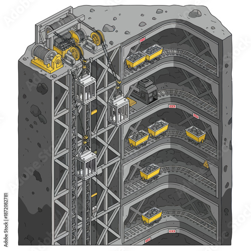 Quadro em tela Multi Level Car Park Structure Illustration.
