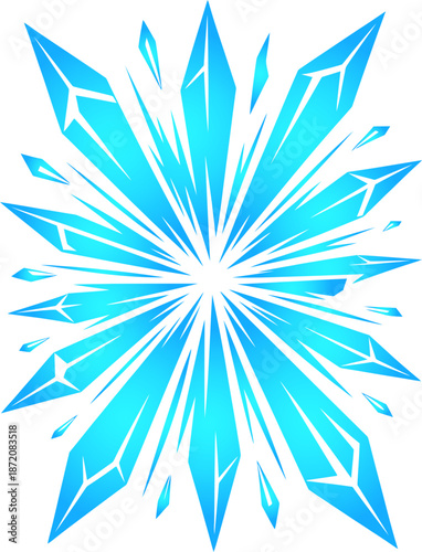 Vibrant radiating ice crystals create a stunning burst of cool energy design