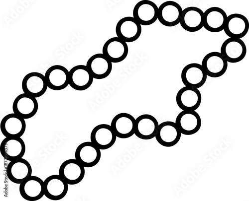 Mardi Gras beads icon in doodle sketch style. Minimalist black and white line art for carnival tradition, parade catch, festivity