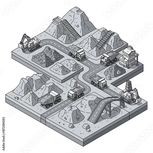 3D Model of Mining Operation Scene.