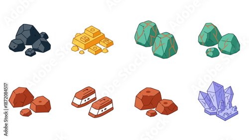 Collection of Various Colorful Rocks and Minerals.