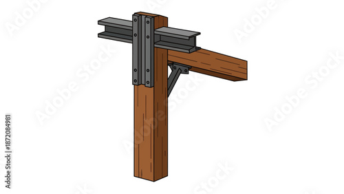 Wooden Post with Metal Bracket Attachment.