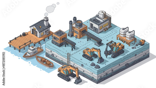 Industrial Factory with Machines and Equipment.