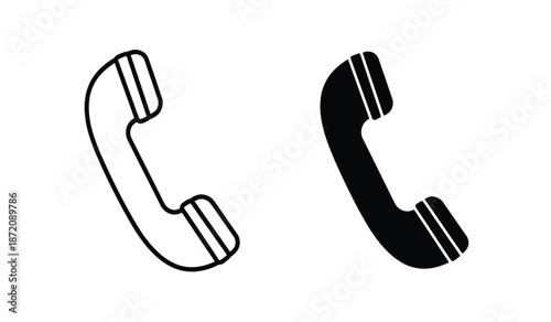 Two black and white telephone handset icons in simple line style