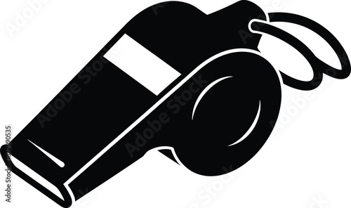 Isolated metal whistle with a cord for a referee or coach as sports equipment for soccer games or football competition judgement on a white background