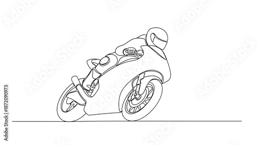 Sports Car Outline Drawing with Spoiler on Isolated White Background