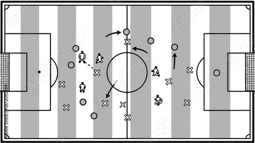 Soccer strategy diagram with players and ball movement