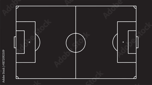 White soccer field lines on black background football field 1