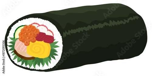 恵方巻のイラスト（節分の日・太巻き寿司・1本）