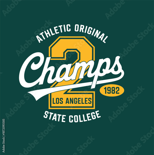 Green and yellow Los Angeles State College 1982 champs with number 2