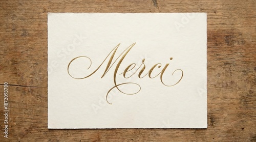 Merci Gold Foil Calligraphy French Typography Minimal Background