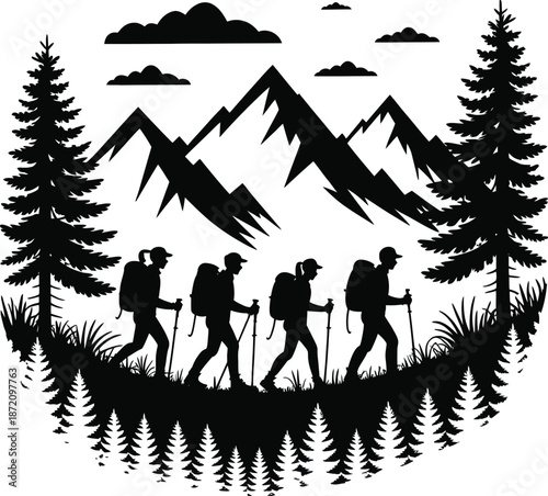 Mountain Hiking Expedition Logo Silhouette