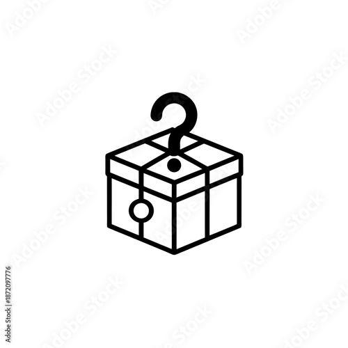 Simple Prank Pictogram of a Gift Box with Question Mark Vector illustration
