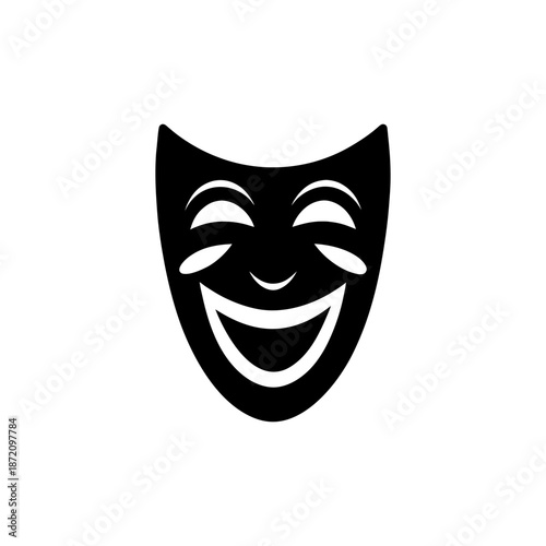 Comedy Theater Mask Icon in Simple Minimal Vector Humor Design Vector illustration