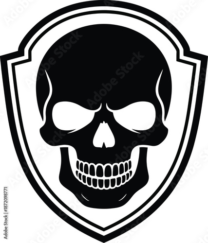 Badass Skull Shield Badge Silhouette