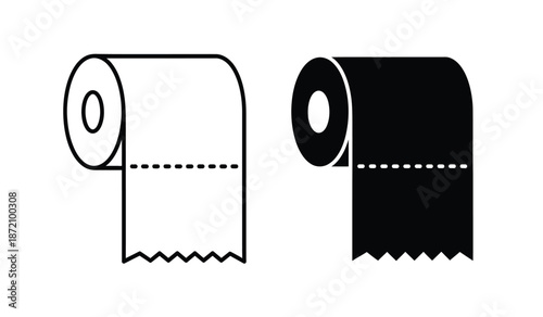 Black and white illustration of toilet paper rolls
