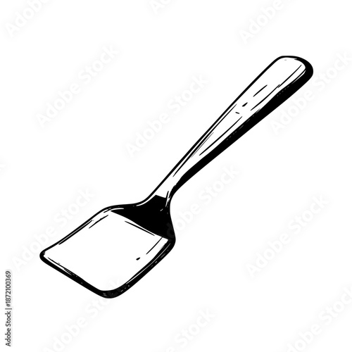 Antique Copper Spatula Handle, Line Art | Clean, isolated vector art for creative projects.