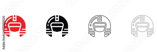 motorcycle helmet icon vector set, motor cycle driving helmet vector, silhouette and line art