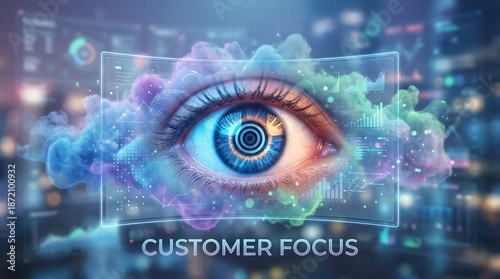 An eye focused on the center of a target, representing intense customer focus and targeted marketing.