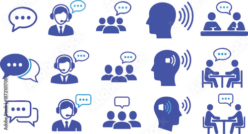 Communication icons set. Discussion, speech bubble icon vector illustration
