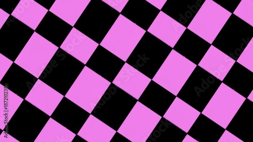 Colorful checkerboard pattern background loop, abstract geometric squares moving 4K.