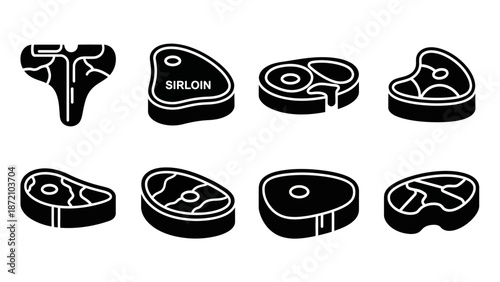 Meat Steaks Icon Set